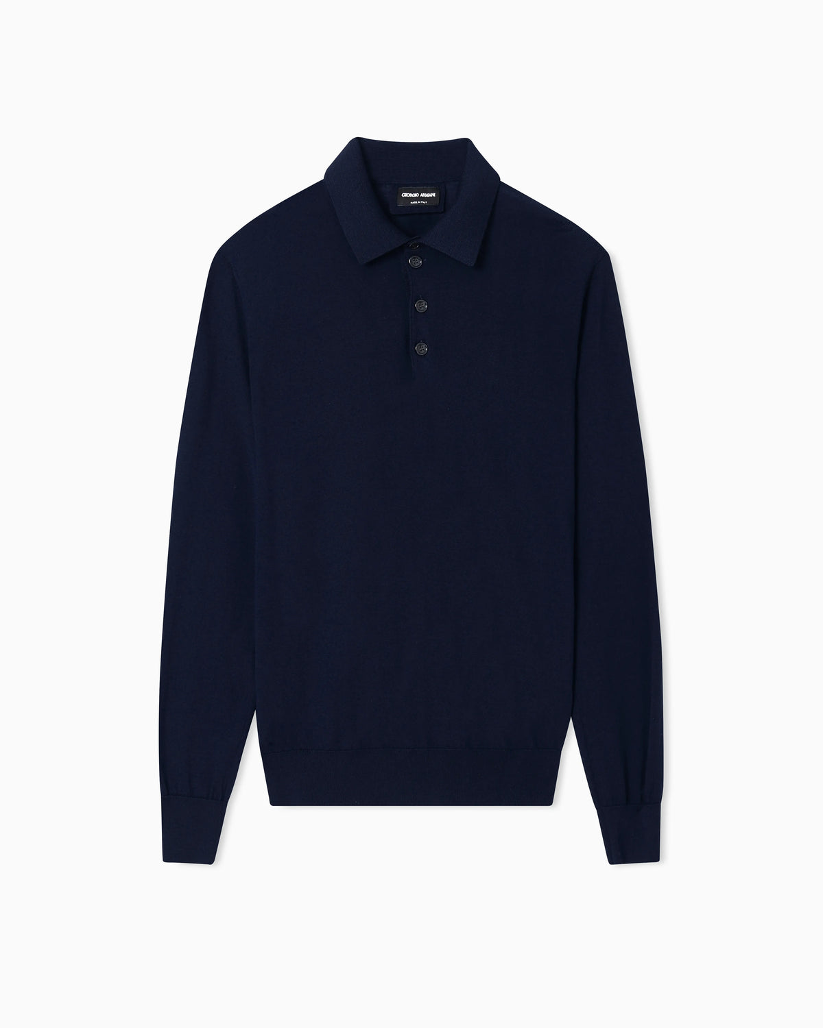Long-sleeved polo shirt in virgin wool