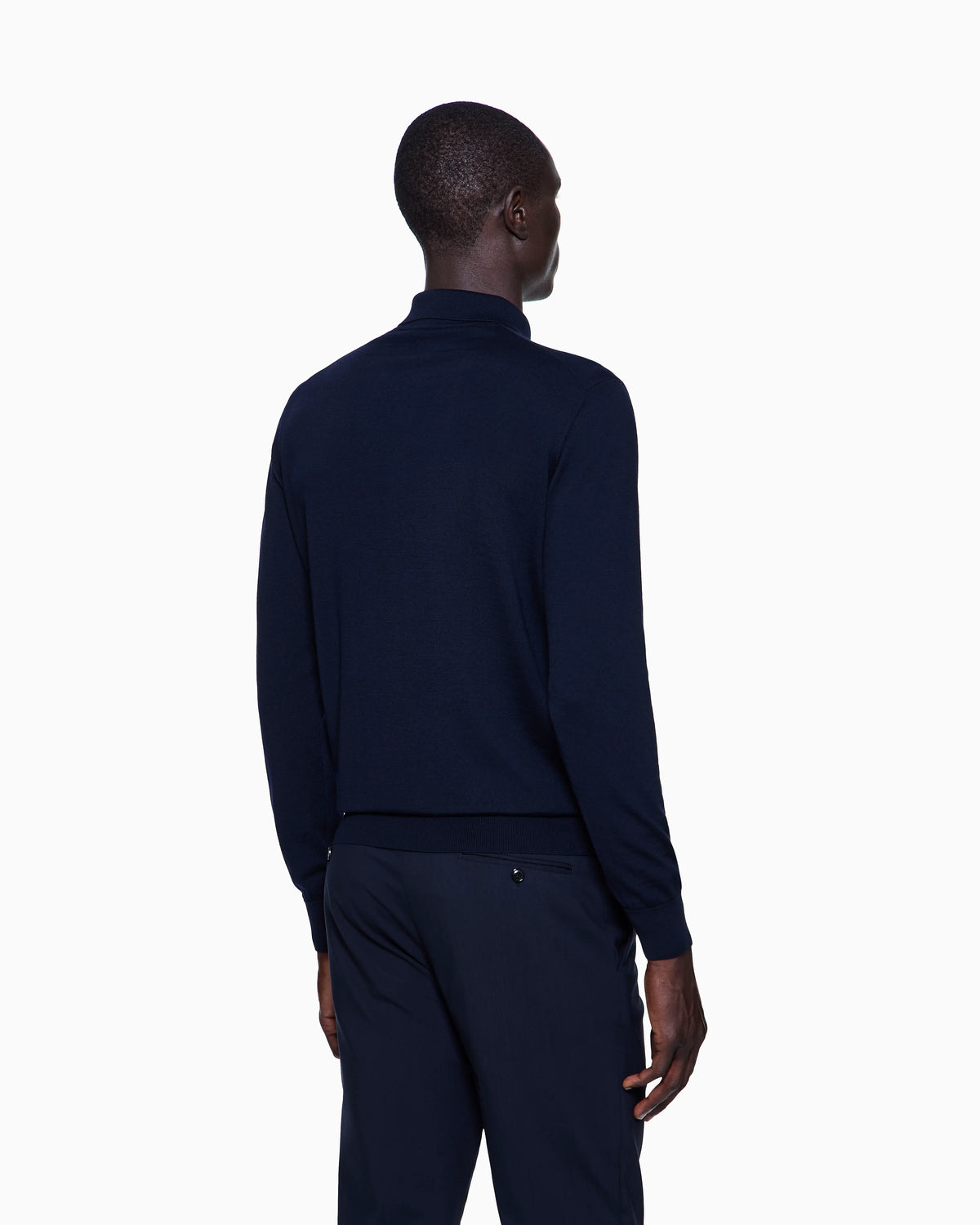 Long-sleeved polo shirt in virgin wool