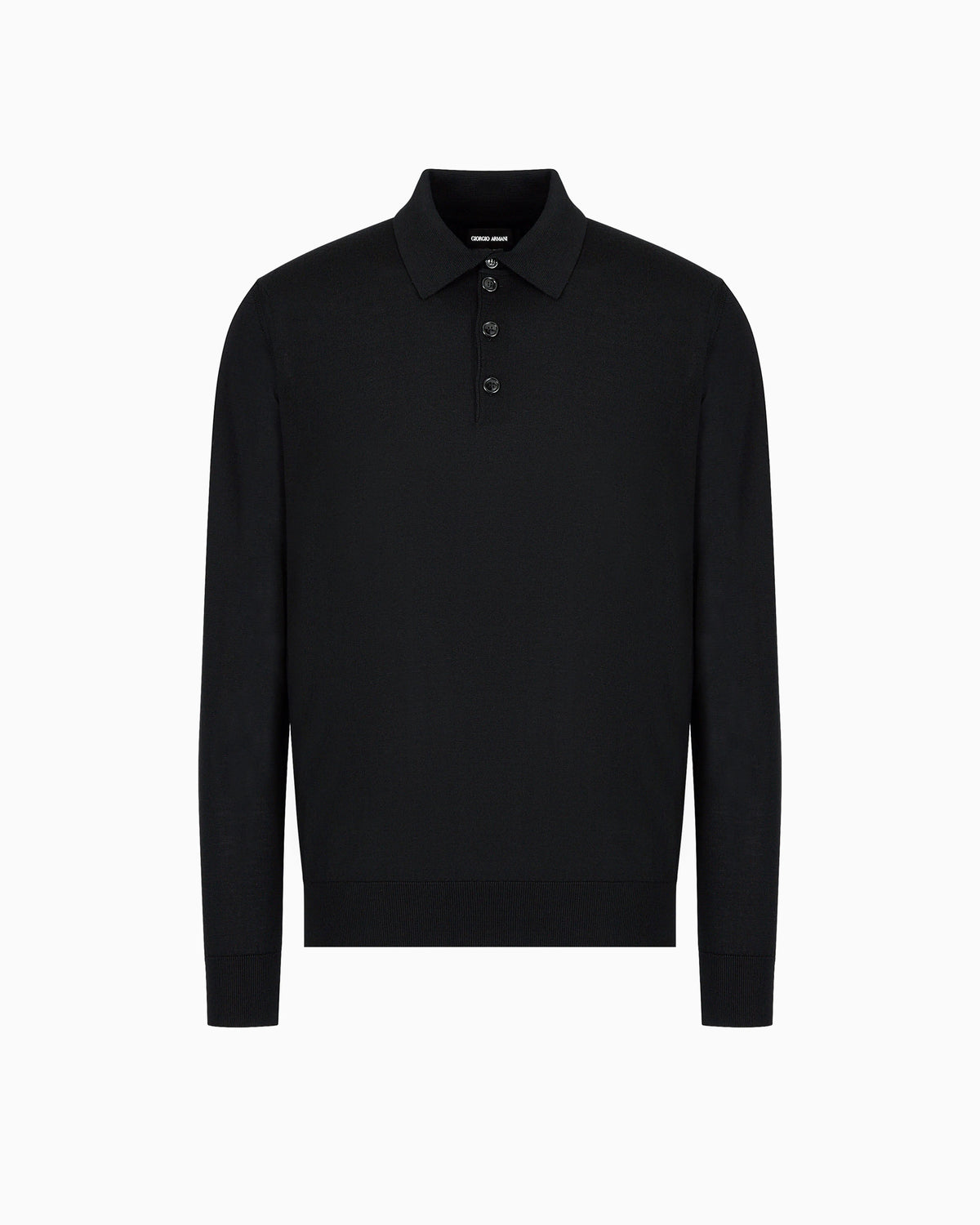 Long-sleeved polo shirt in virgin wool