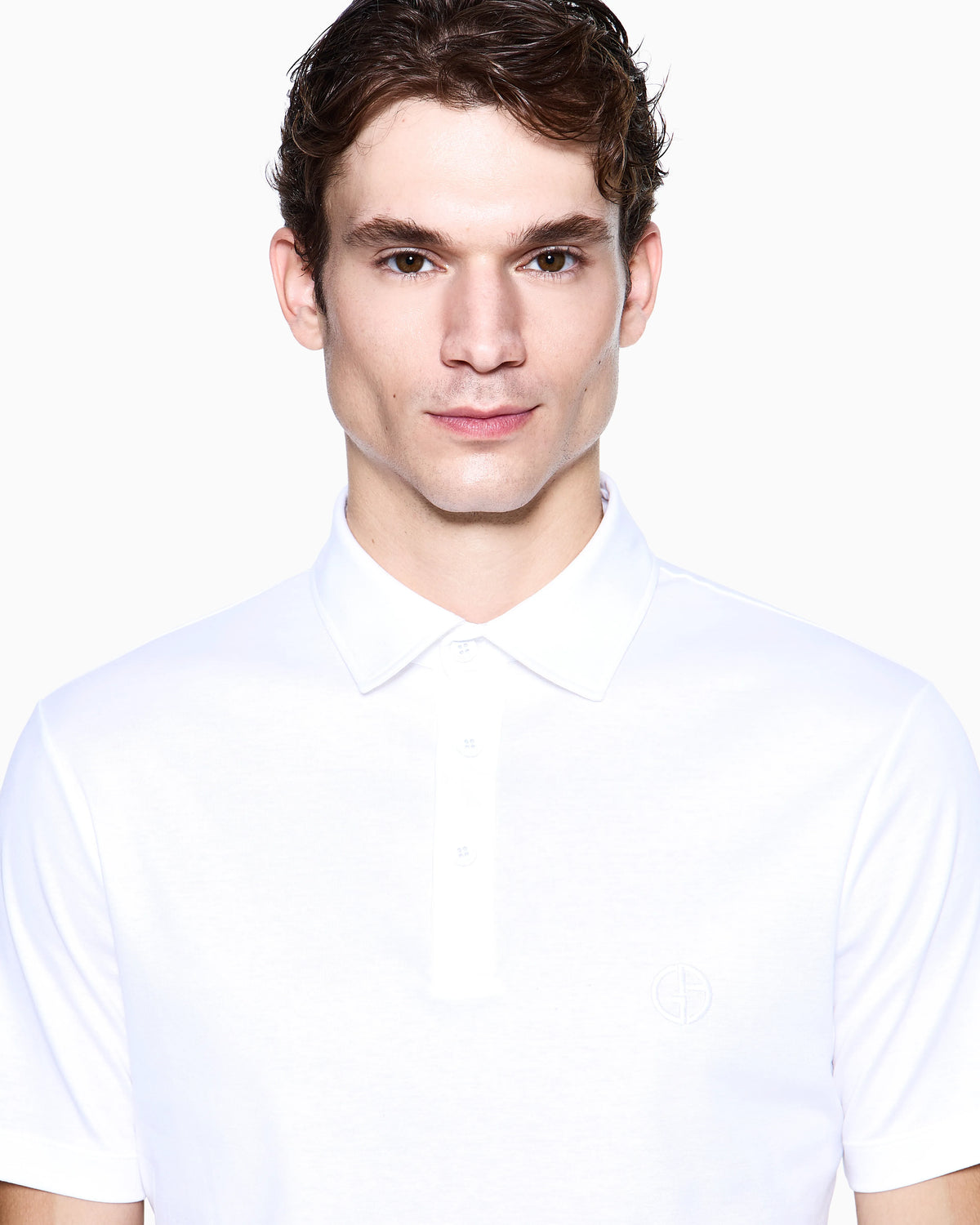 Interlock polo in cotton with an embroidered logo