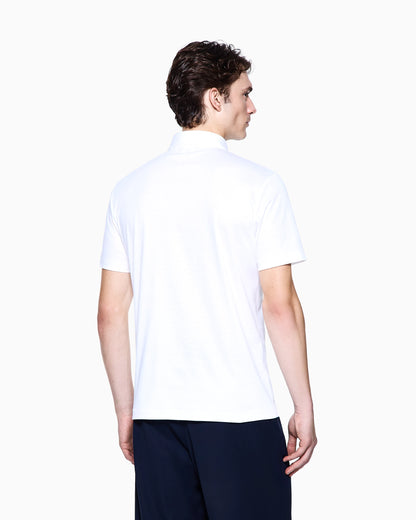 Interlock polo in cotton with an embroidered logo