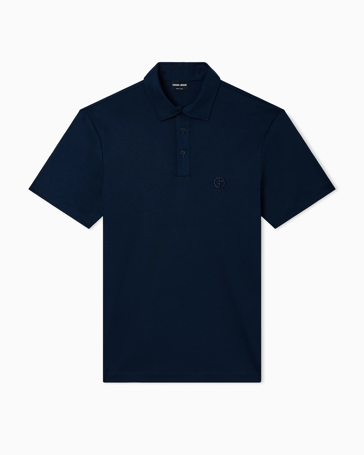 Interlock polo in cotton with an embroidered logo