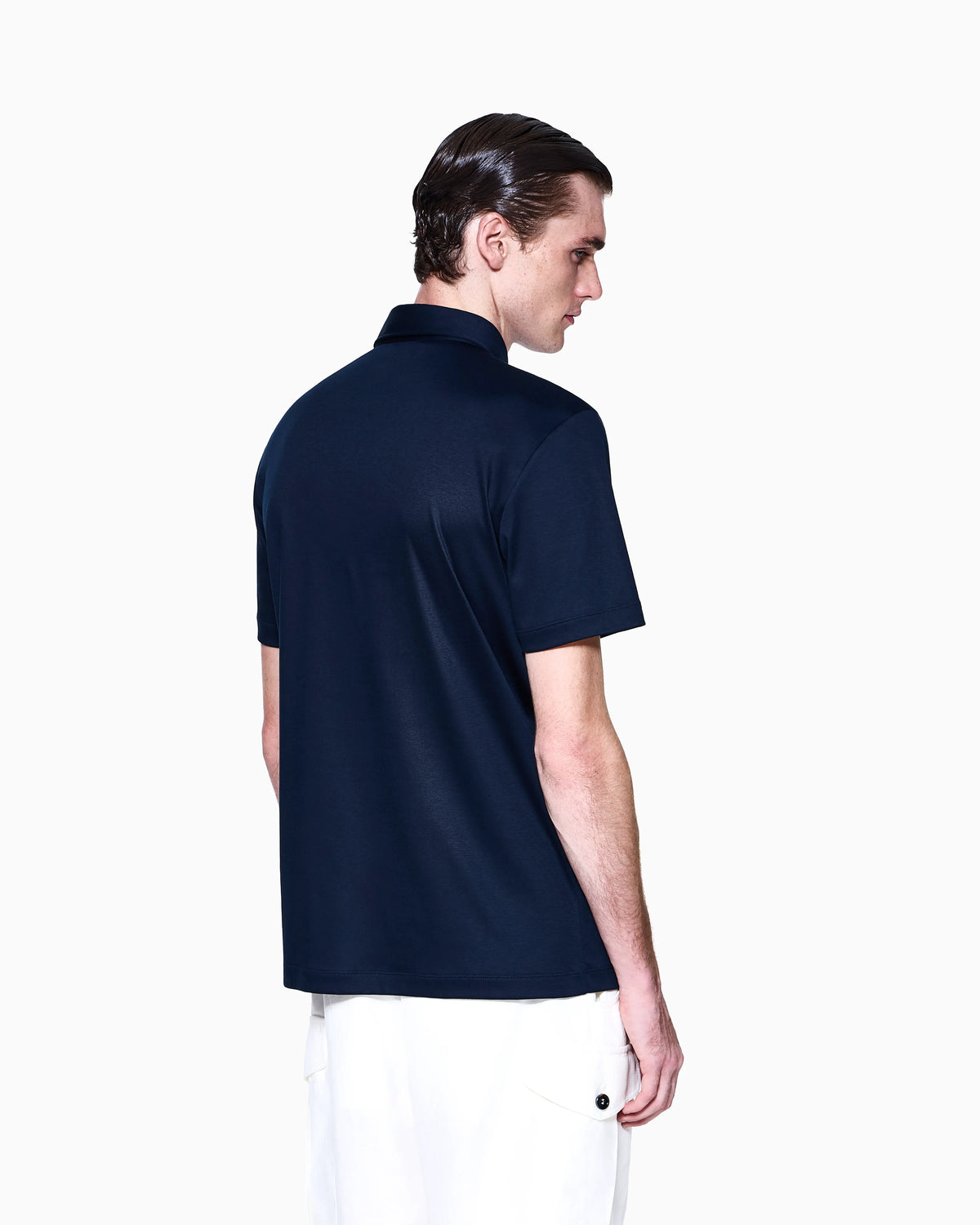 Interlock polo in cotton with an embroidered logo