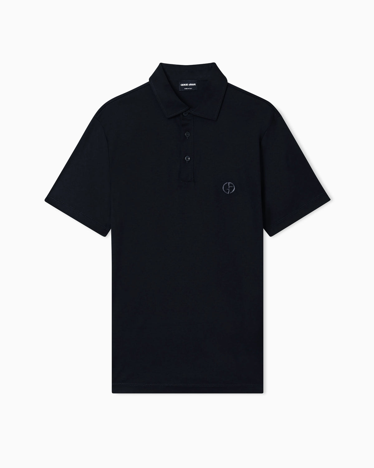 Interlock polo in cotton with an embroidered logo