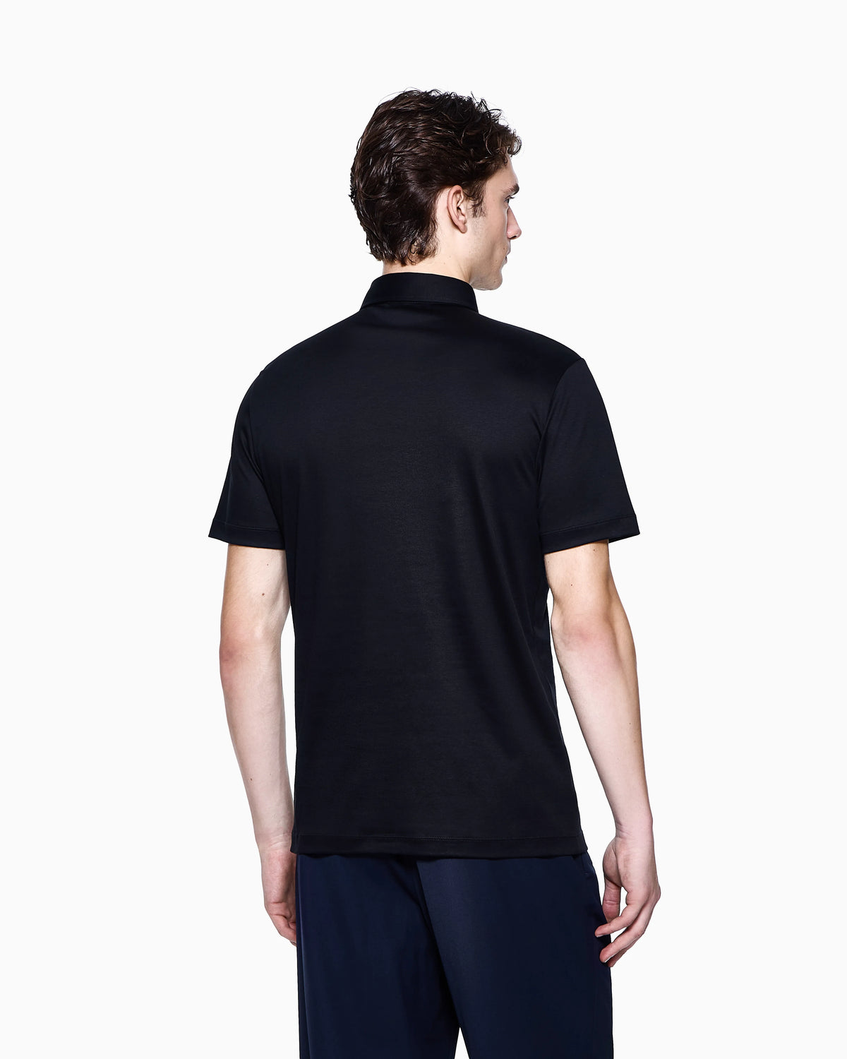 Interlock polo in cotton with an embroidered logo