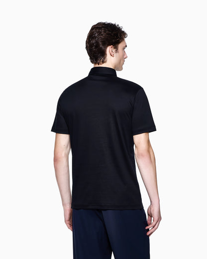 Interlock polo in cotton with an embroidered logo