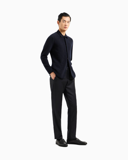 Icon single-breasted jacket in loop-stitch cashmere