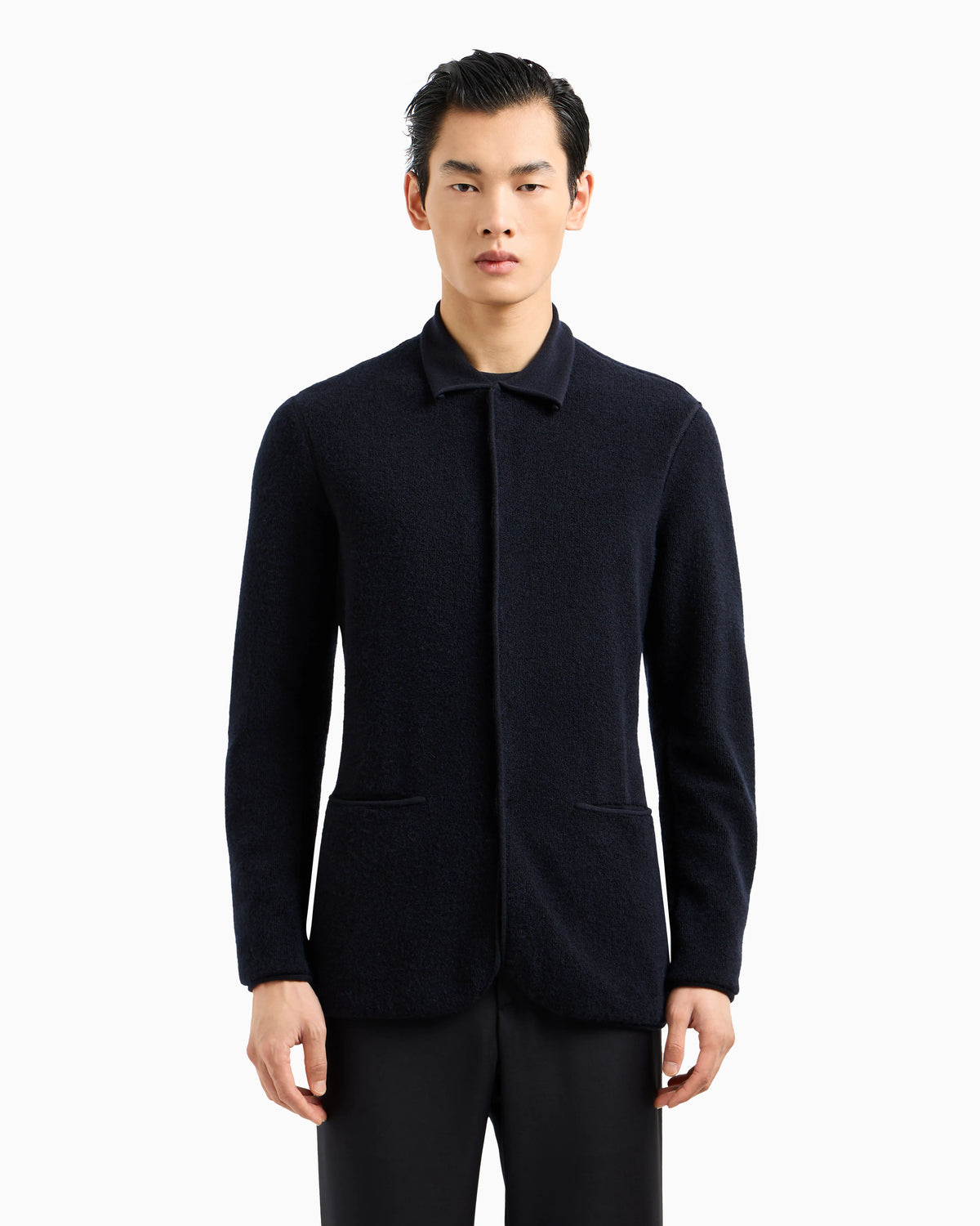 Icon single-breasted jacket in loop-stitch cashmere