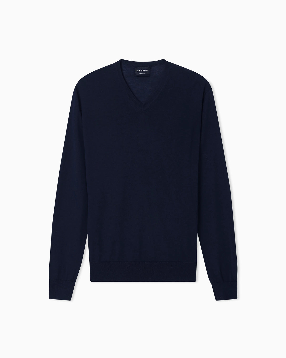 Virgin wool crew neck sweater with ribbed trims
