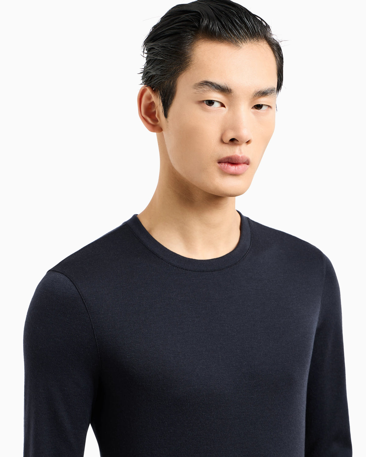 Pure cashmere interlock crew-neck jumper