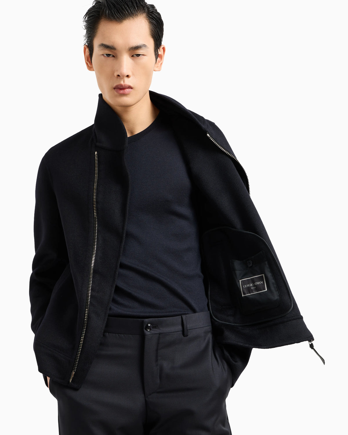 Pure cashmere interlock crew-neck jumper