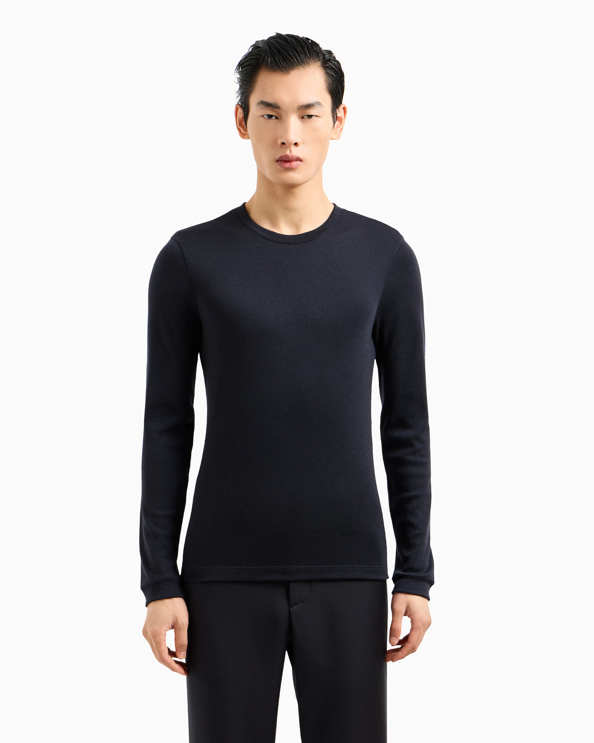 Pure cashmere interlock crew-neck jumper