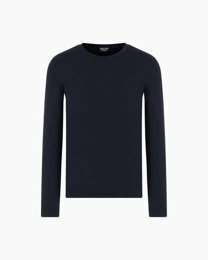 Pure cashmere interlock crew-neck jumper