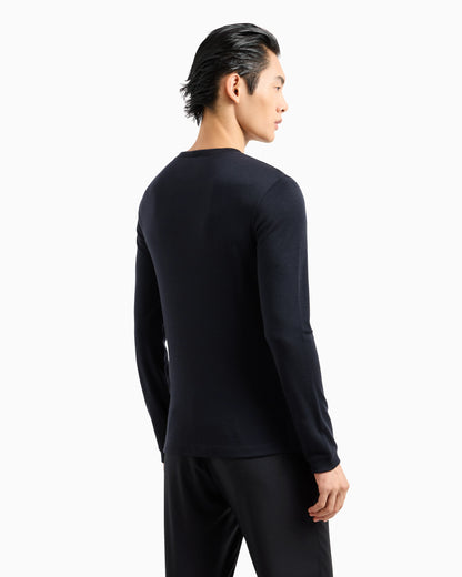 Pure cashmere interlock crew-neck jumper