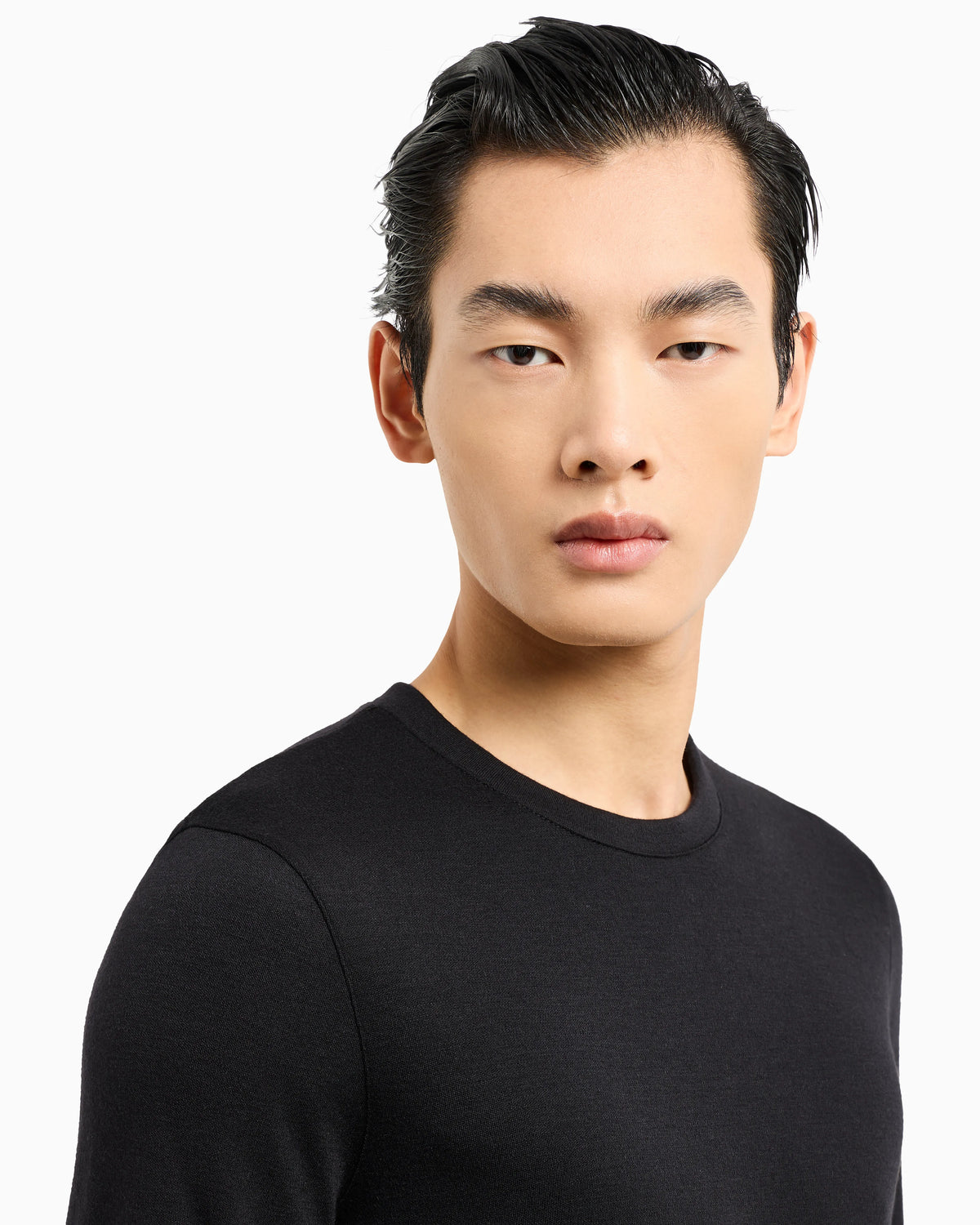 Pure cashmere interlock crew-neck jumper