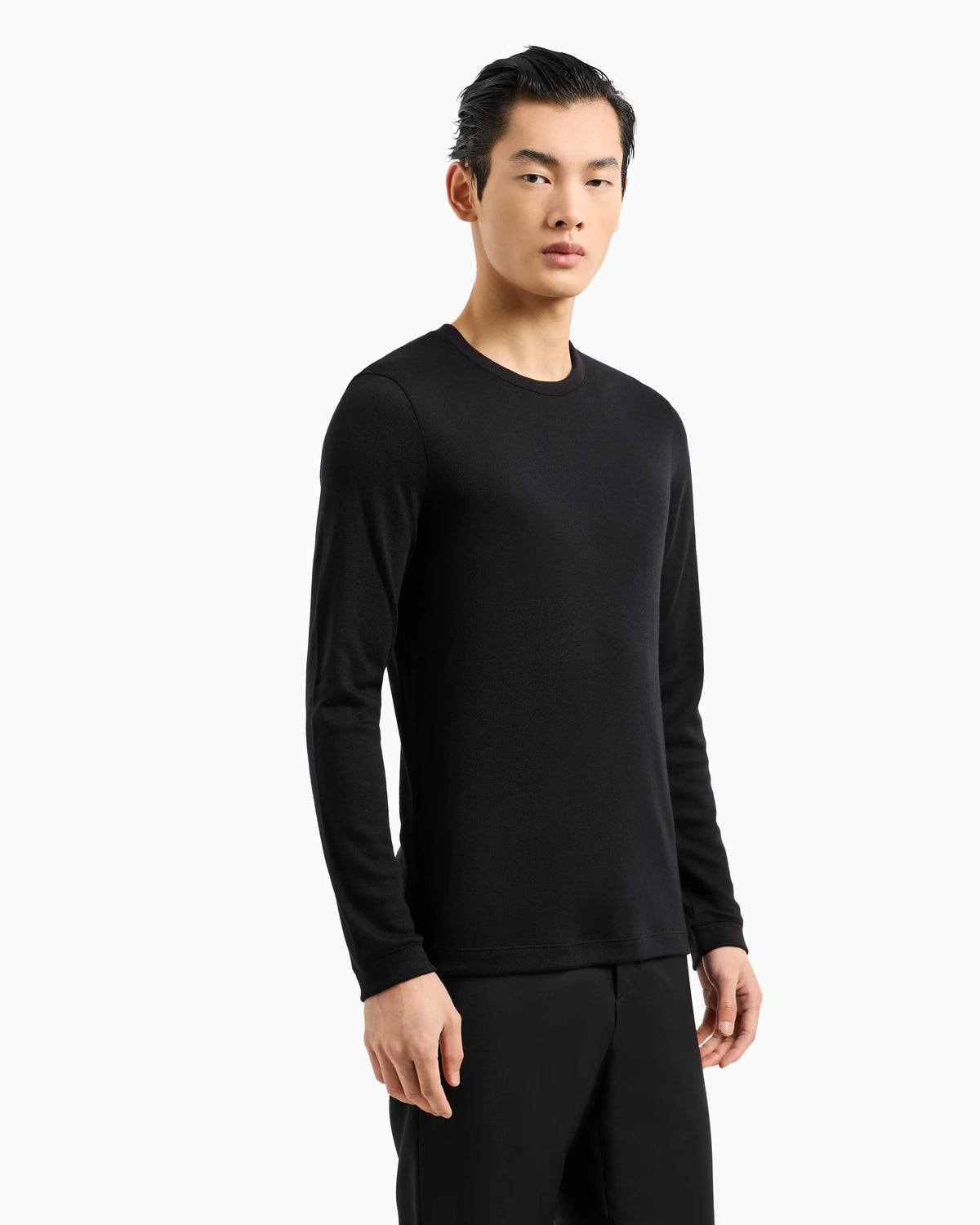 Pure cashmere interlock crew-neck jumper