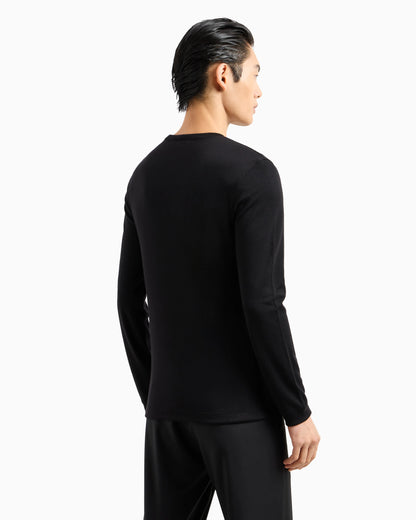 Pure cashmere interlock crew-neck jumper