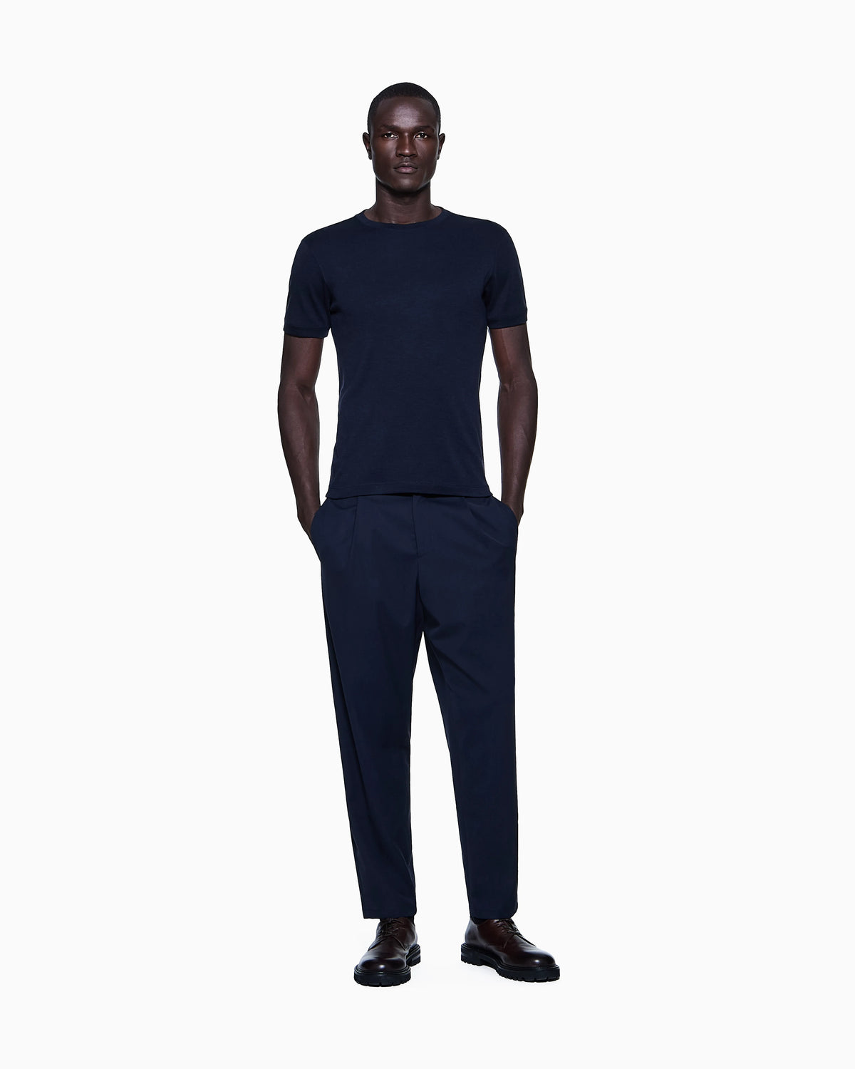 ASV crew-neck, short-sleeved jumper in cashmere interlock