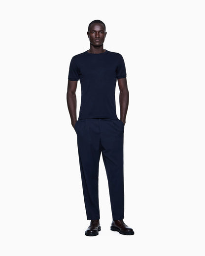 ASV crew-neck, short-sleeved jumper in cashmere interlock