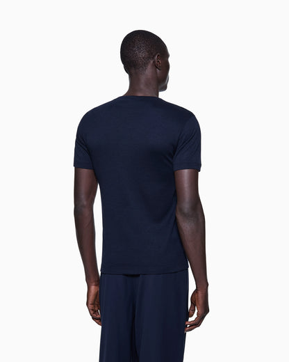 ASV crew-neck, short-sleeved jumper in cashmere interlock