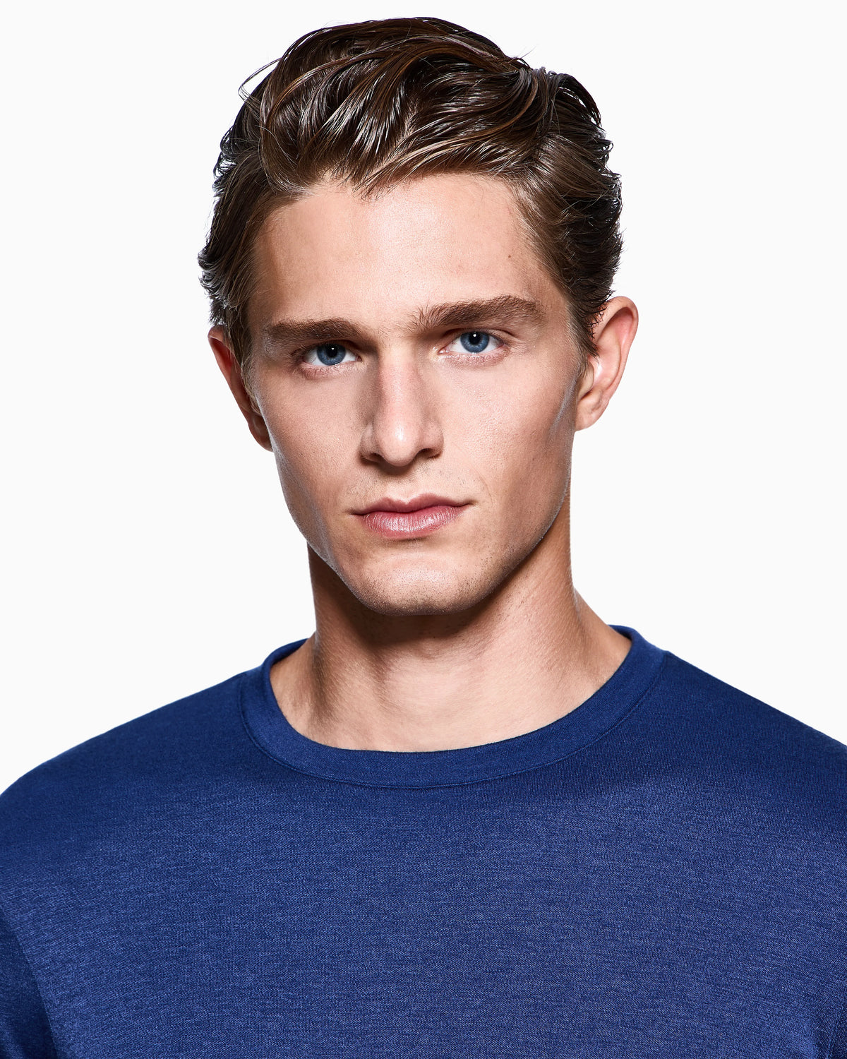 crew-neck, short-sleeved jumper in cashmere interlock