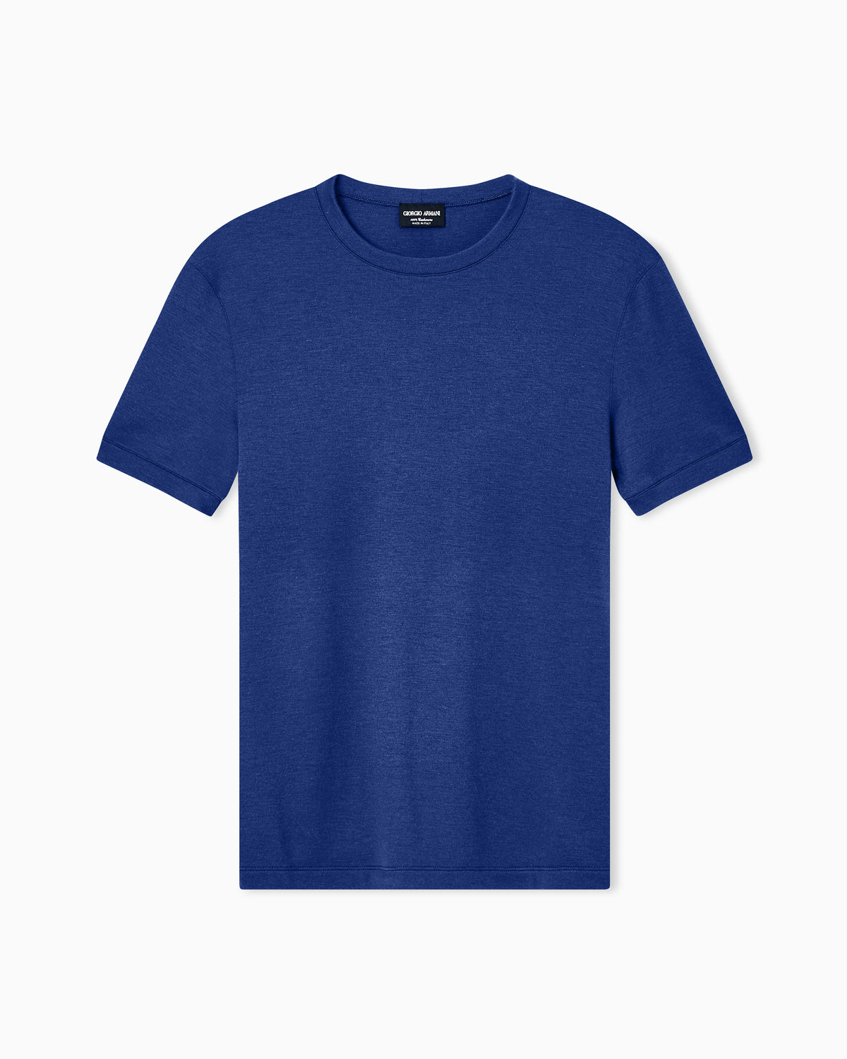 crew-neck, short-sleeved jumper in cashmere interlock