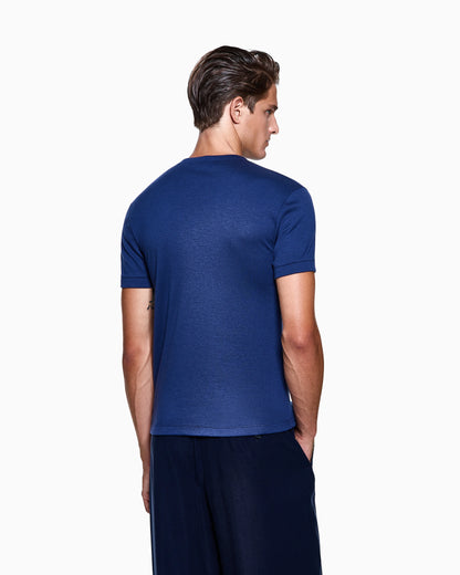 crew-neck, short-sleeved jumper in cashmere interlock