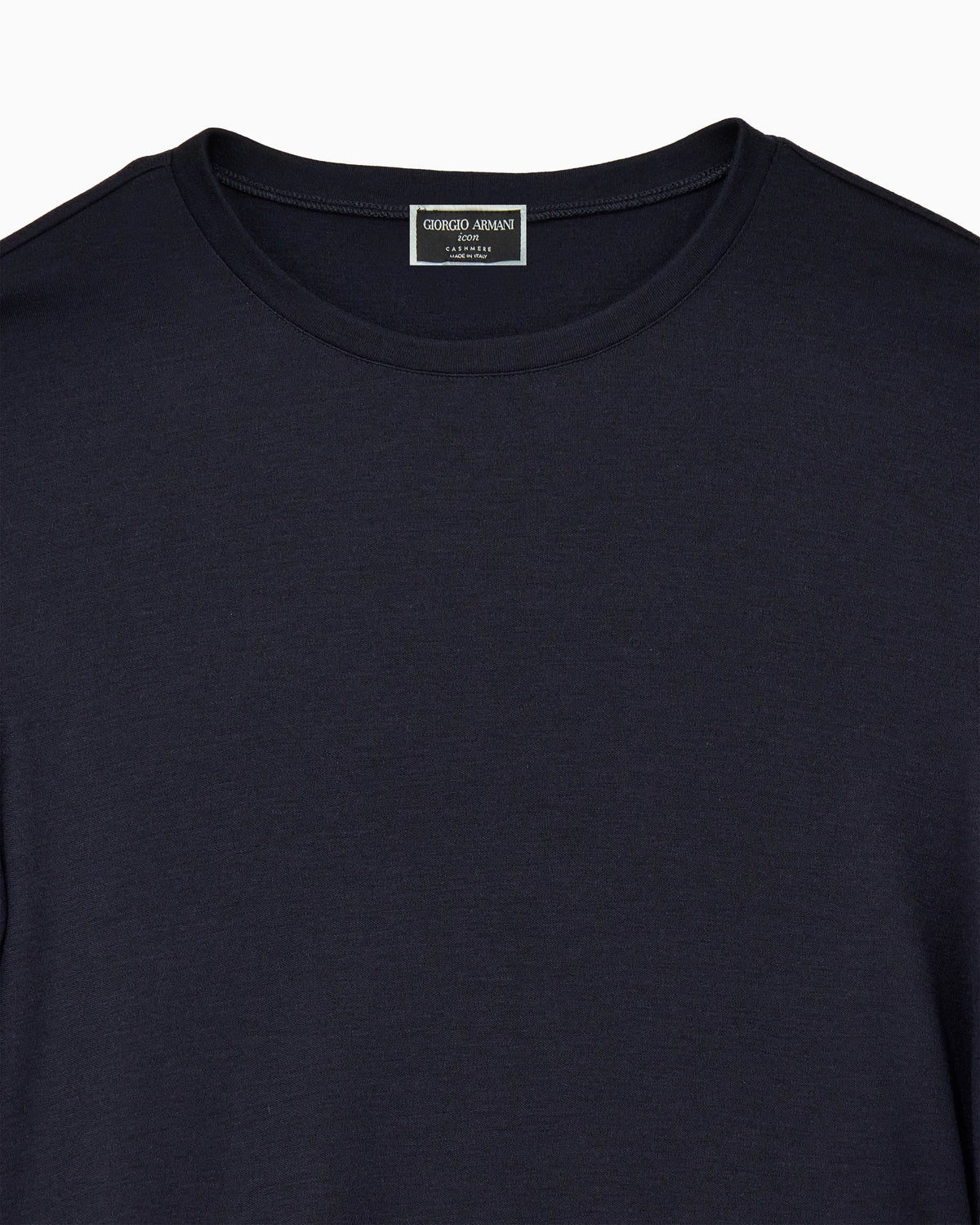Crew neck jumper in pure cashmere interlock Icon