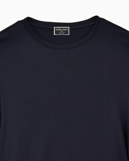 Crew neck jumper in pure cashmere interlock Icon