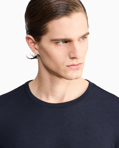 Crew neck jumper in pure cashmere interlock Icon