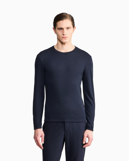 Crew neck jumper in pure cashmere interlock Icon