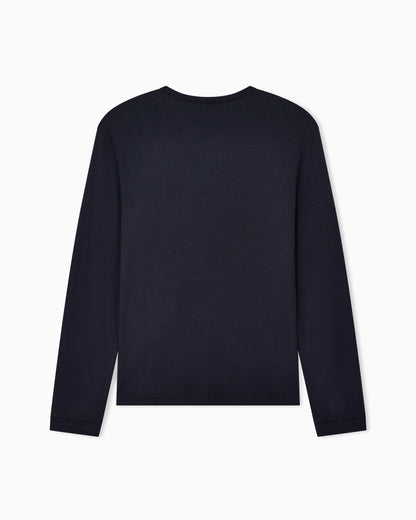 Crew neck jumper in pure cashmere interlock Icon
