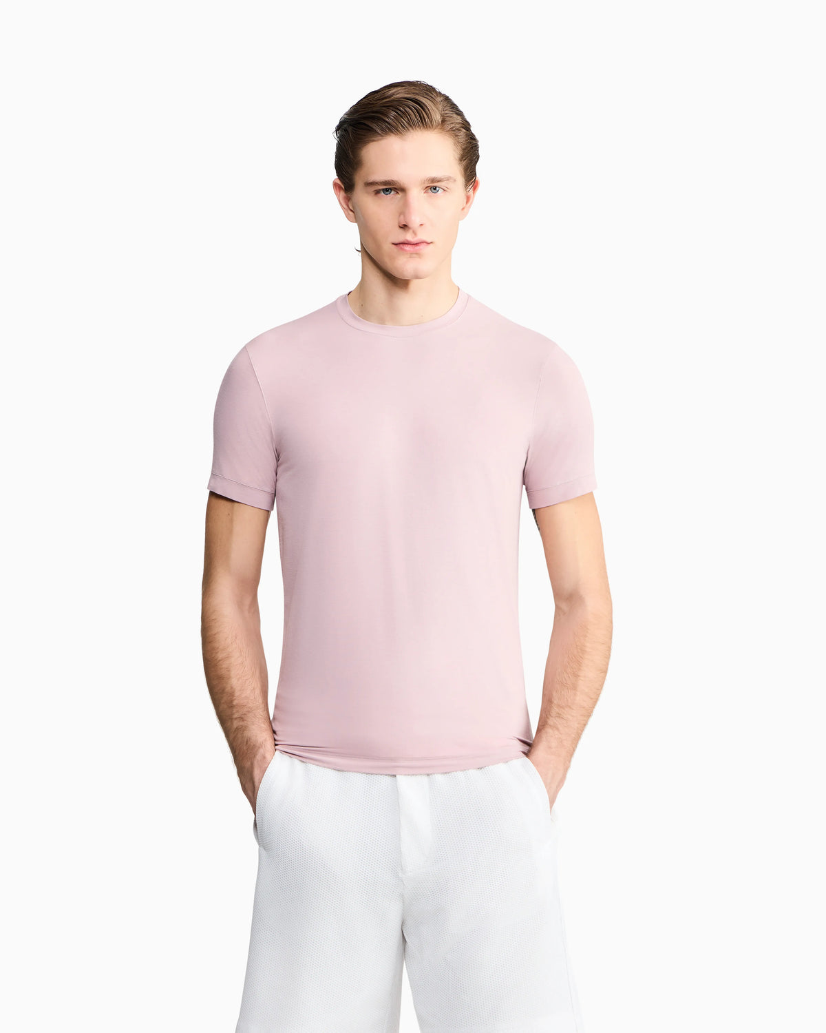 crew-neck T-shirt in stretch viscose jersey