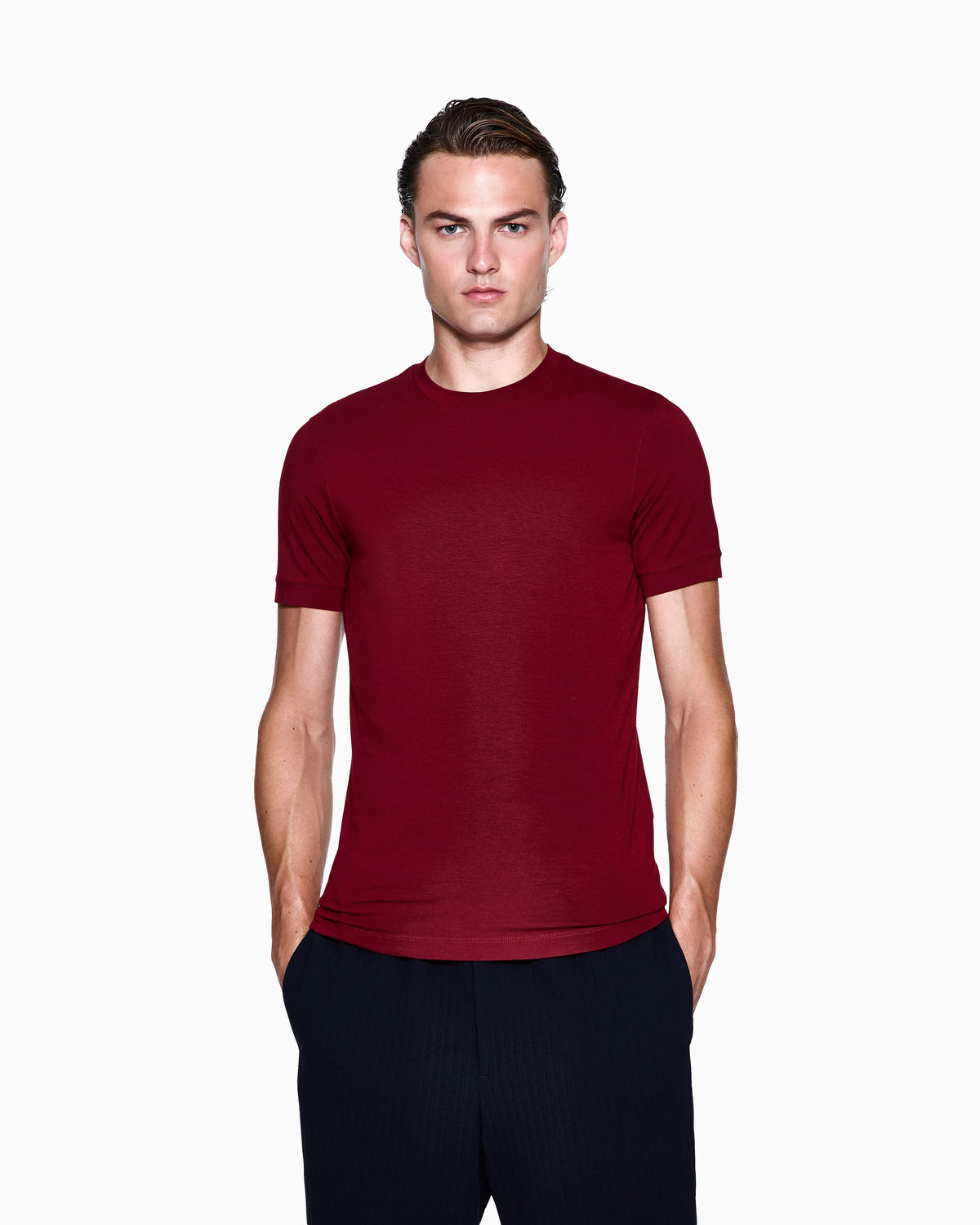 crew-neck T-shirt in stretch viscose jersey