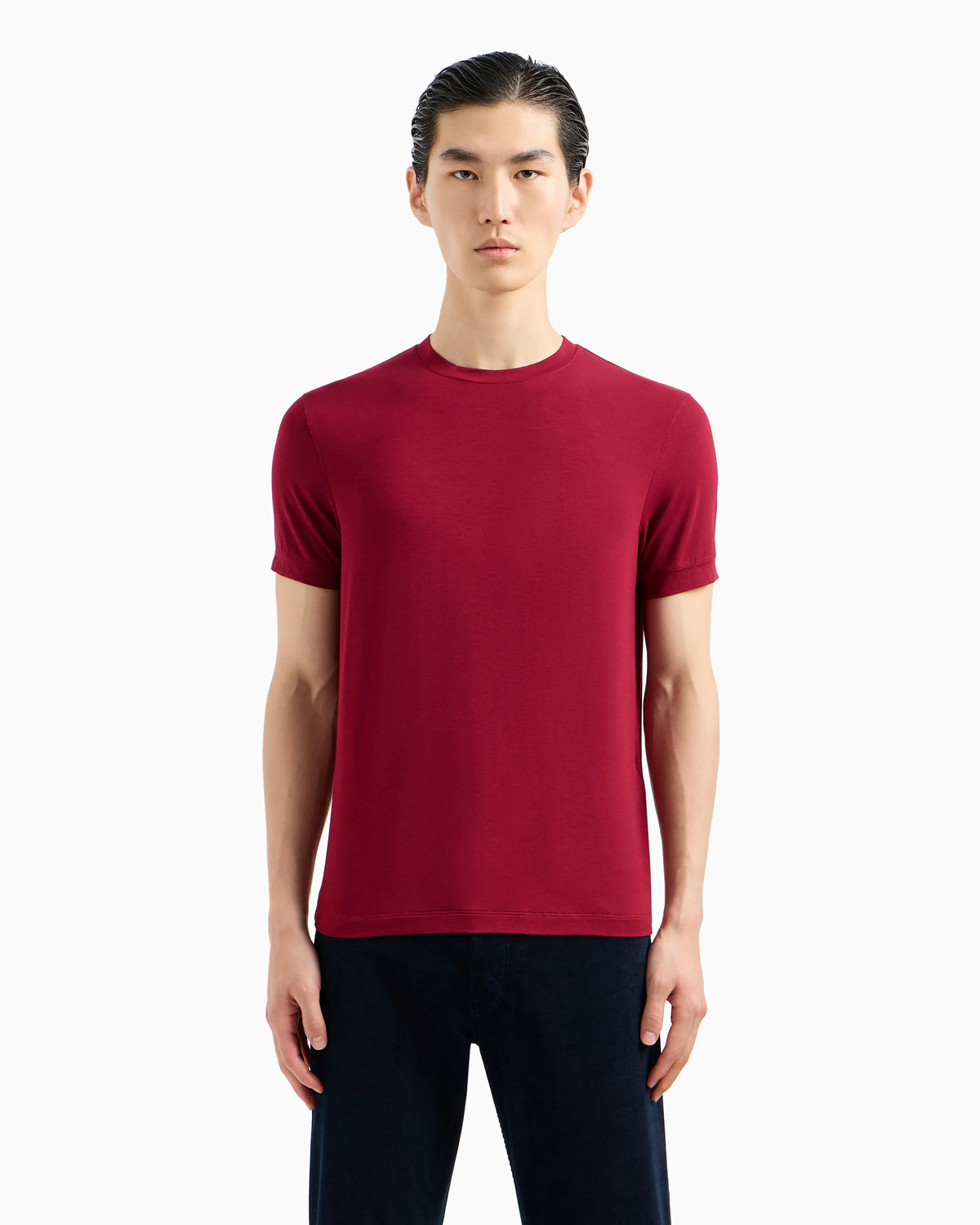 crew-neck T-shirt in stretch viscose jersey