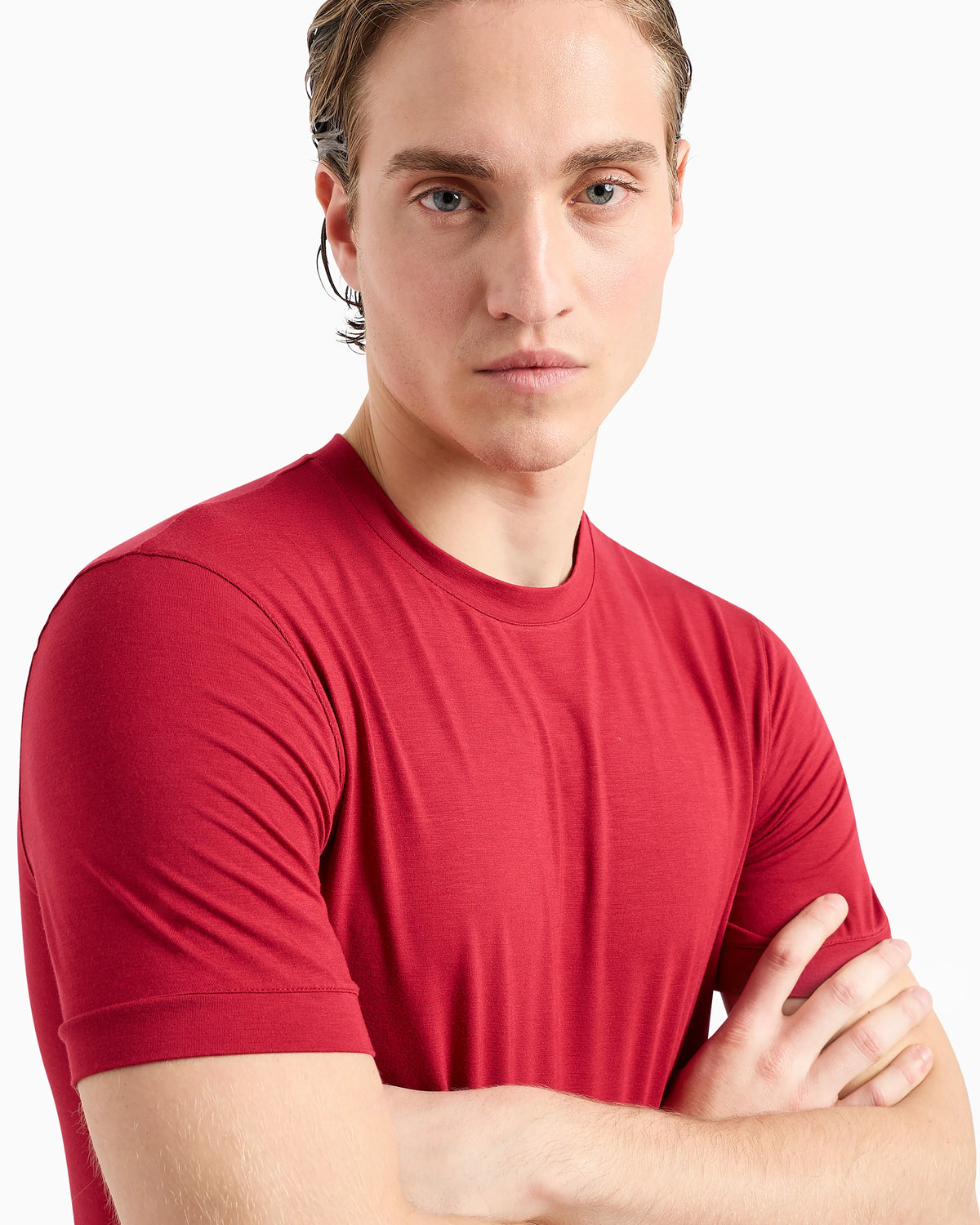 crew-neck T-shirt in stretch viscose jersey