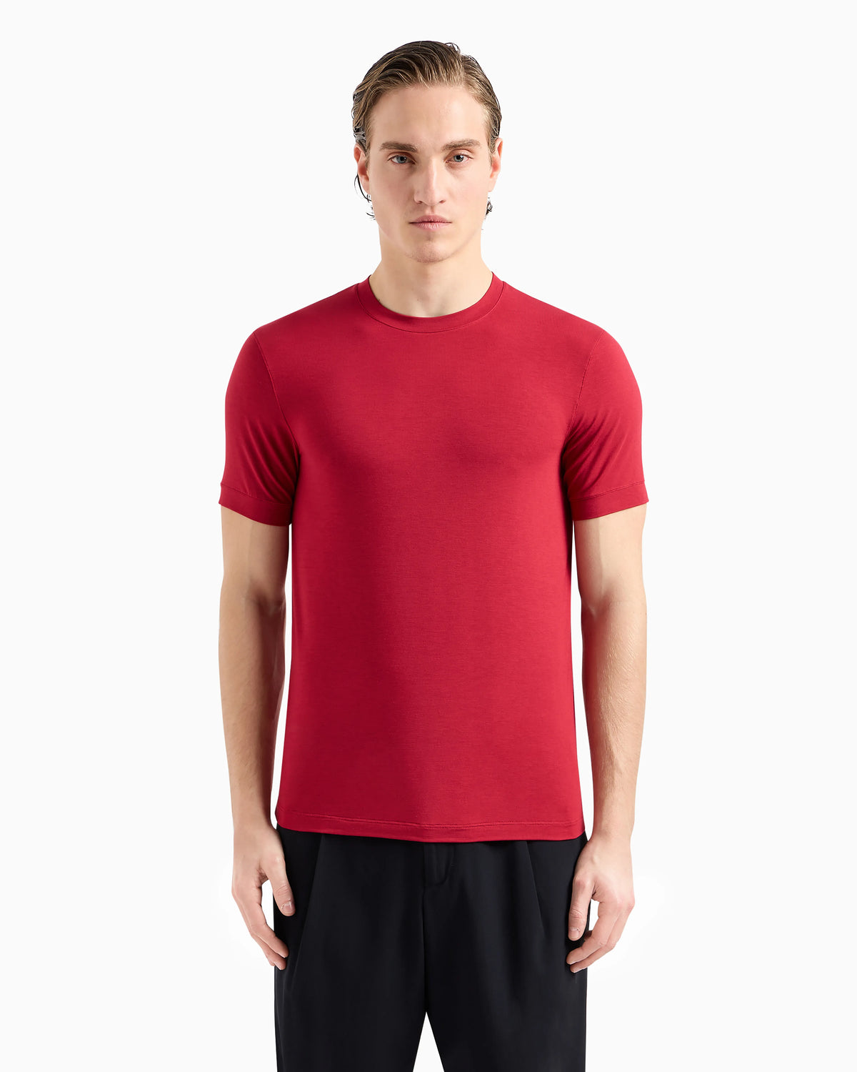 crew-neck T-shirt in stretch viscose jersey
