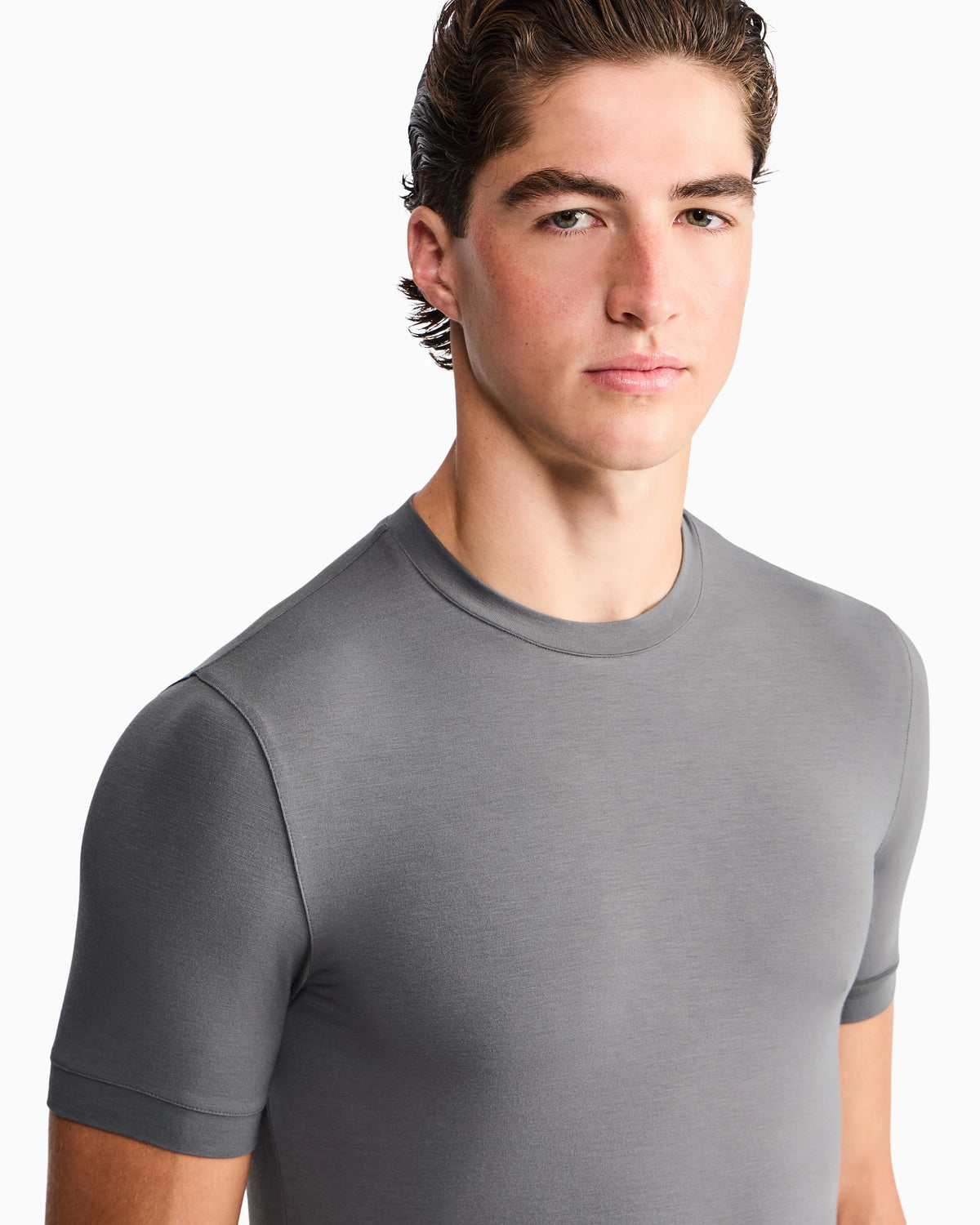 crew-neck T-shirt in stretch viscose jersey