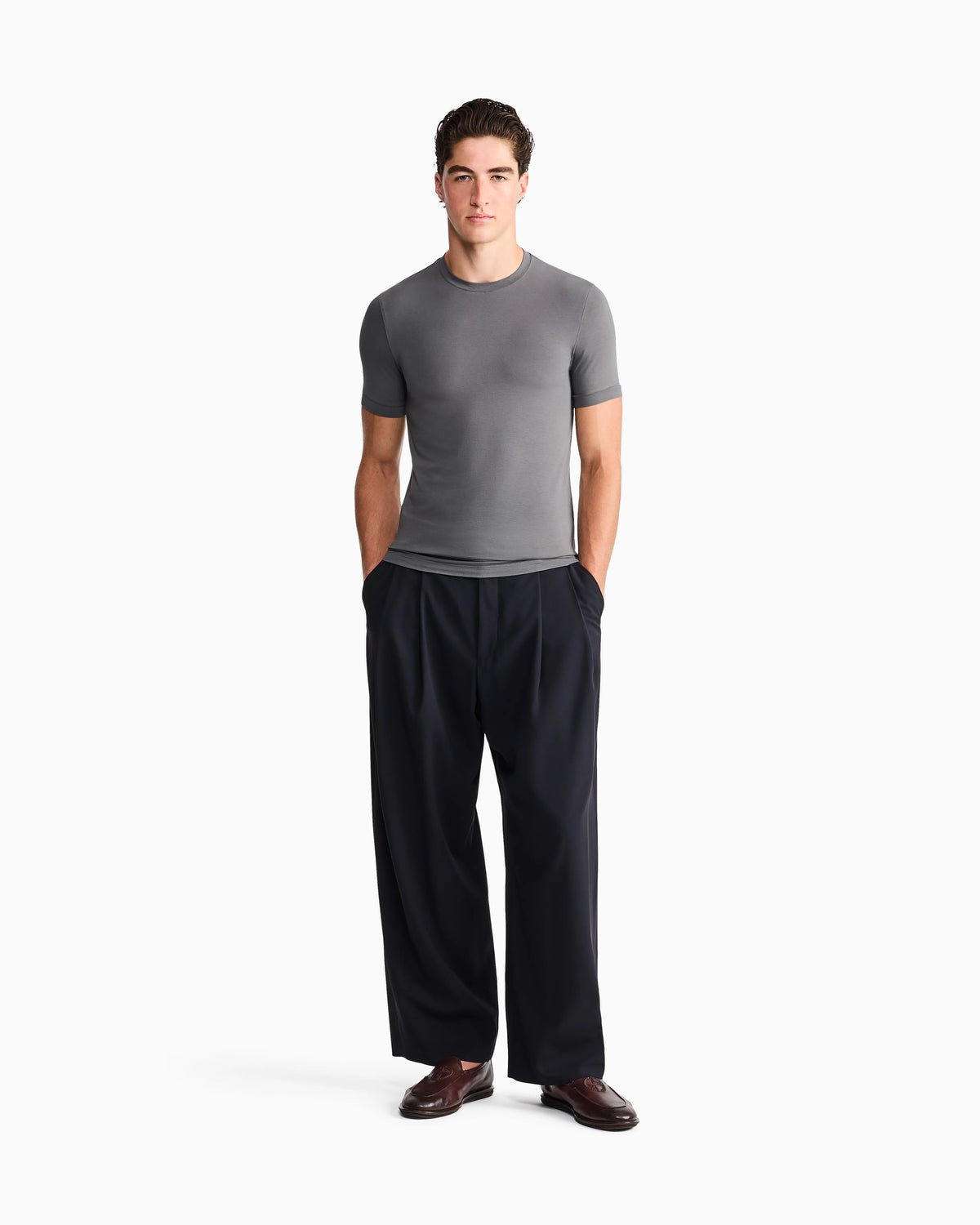 crew-neck T-shirt in stretch viscose jersey