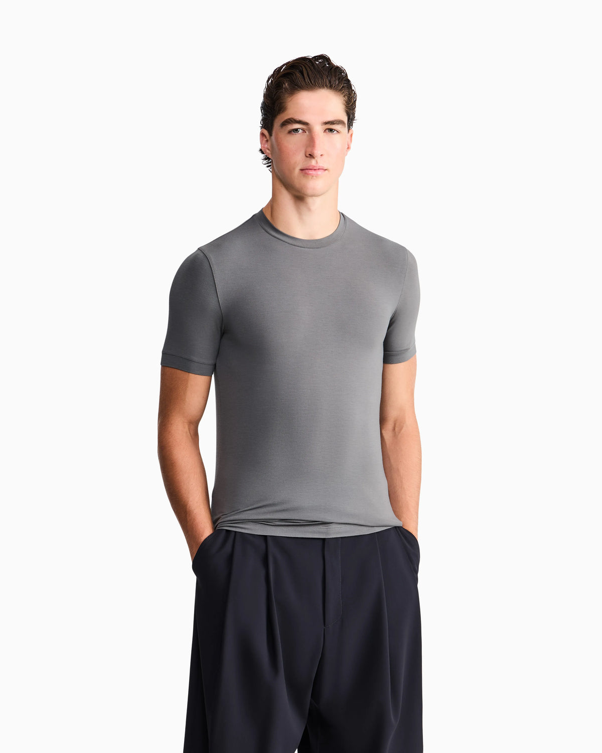 crew-neck T-shirt in stretch viscose jersey