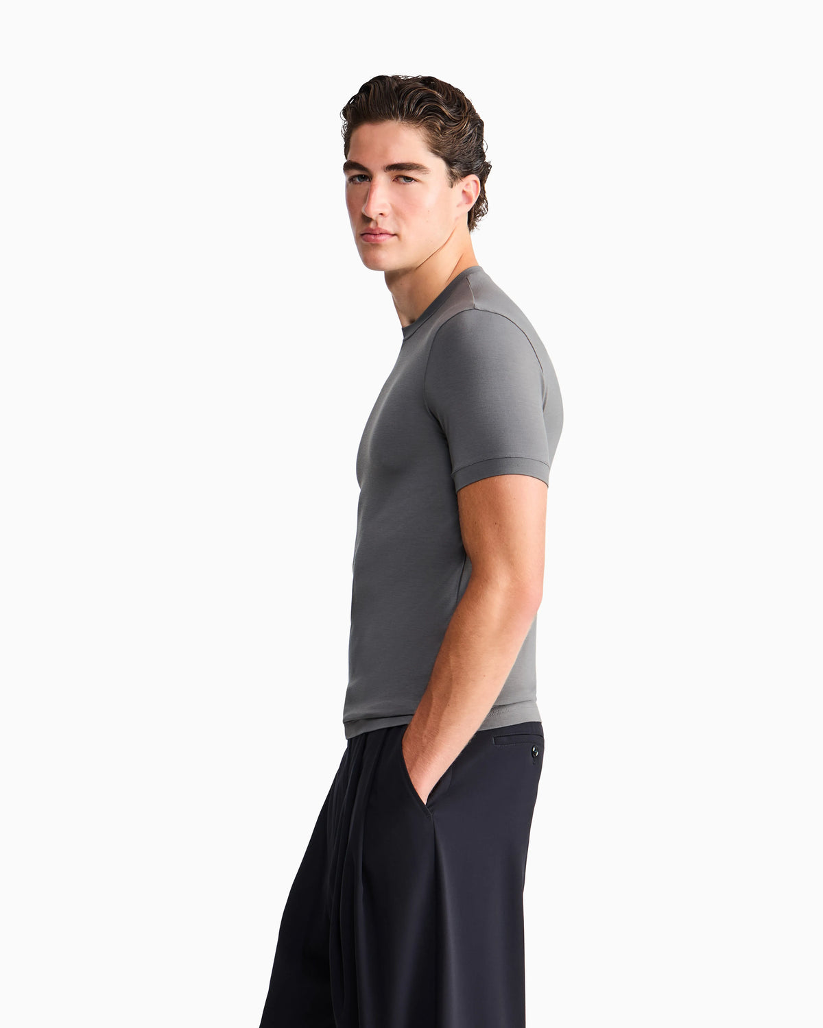 crew-neck T-shirt in stretch viscose jersey