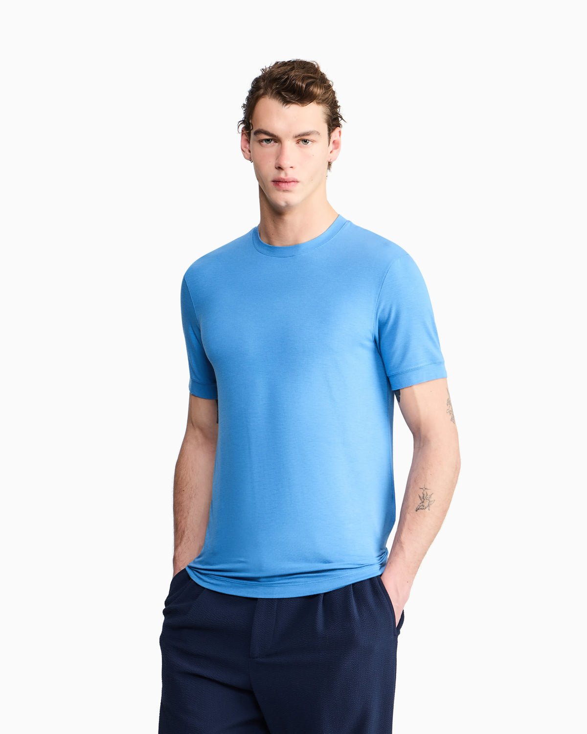 crew-neck T-shirt in stretch viscose jersey