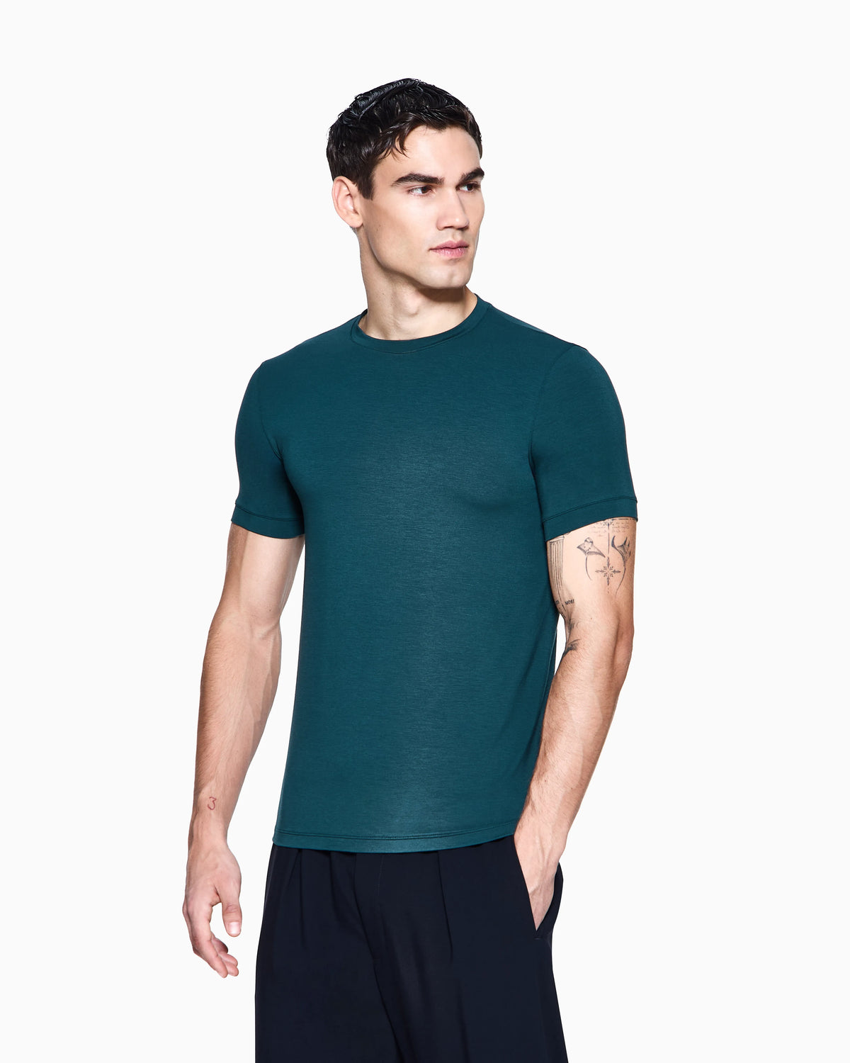 crew-neck T-shirt in stretch viscose jersey