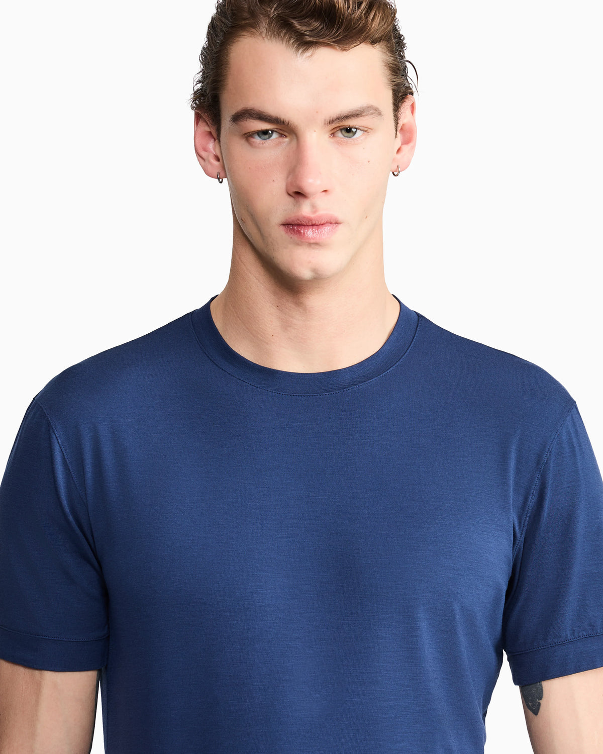 crew-neck T-shirt in stretch viscose jersey