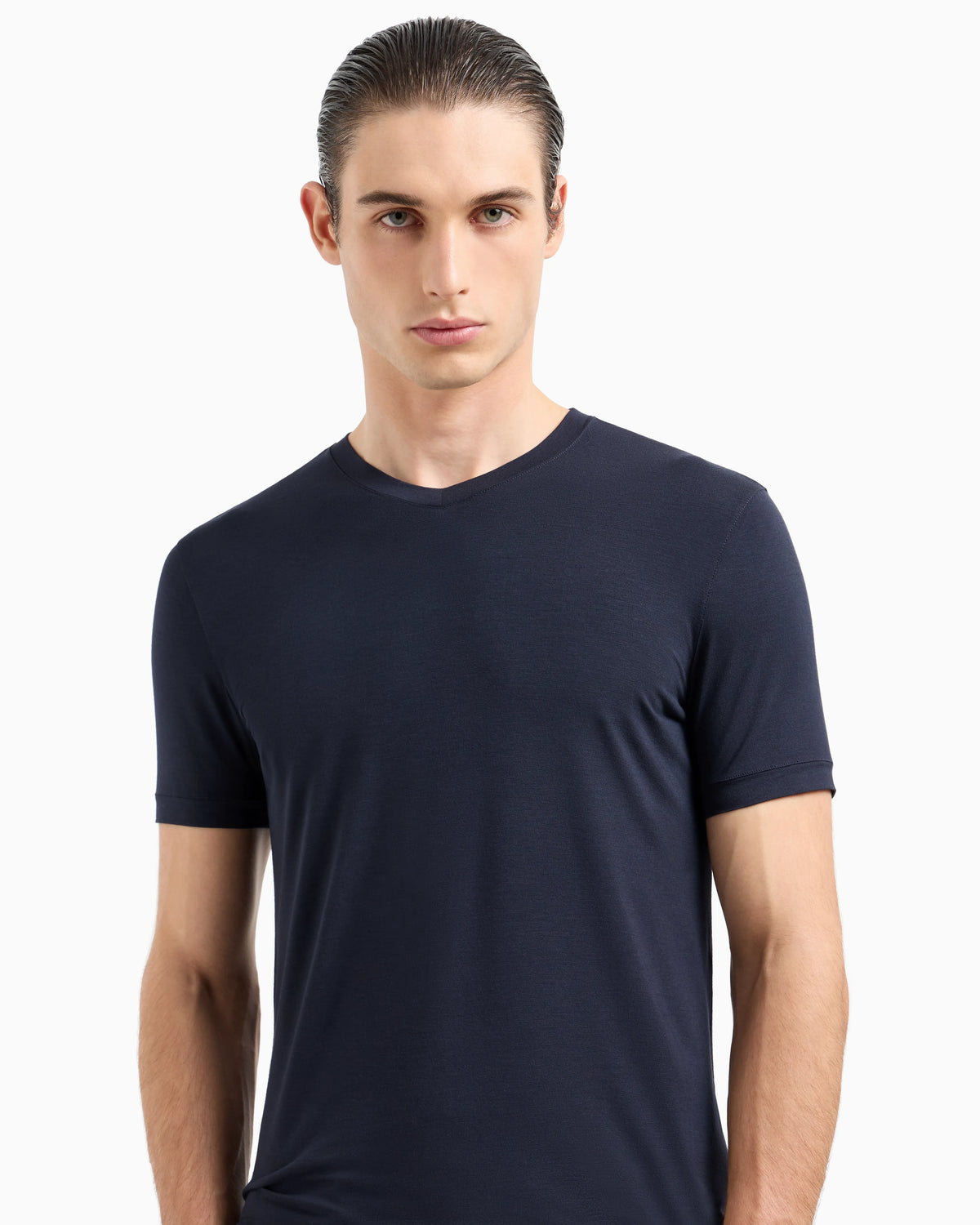 Stretch viscose jersey, V-neck Icon T-shirt
