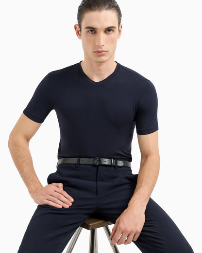 Stretch viscose jersey, V-neck Icon T-shirt