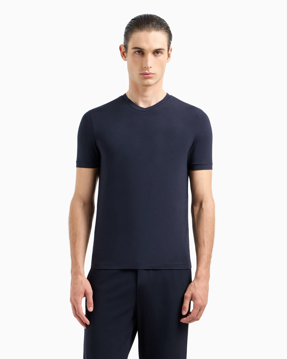 Stretch viscose jersey, V-neck Icon T-shirt