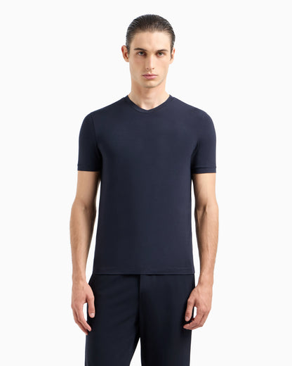 Stretch viscose jersey, V-neck Icon T-shirt