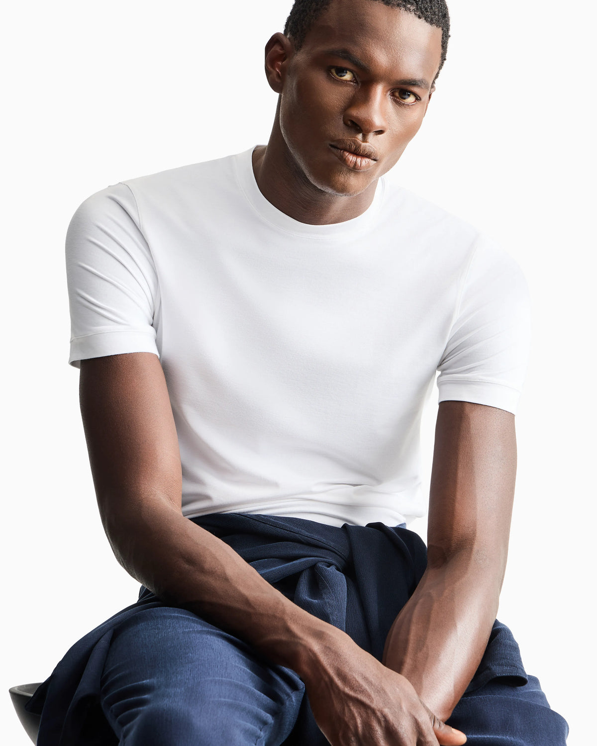 Jersey t-shirt in stretch viscose with a crew neck Icon