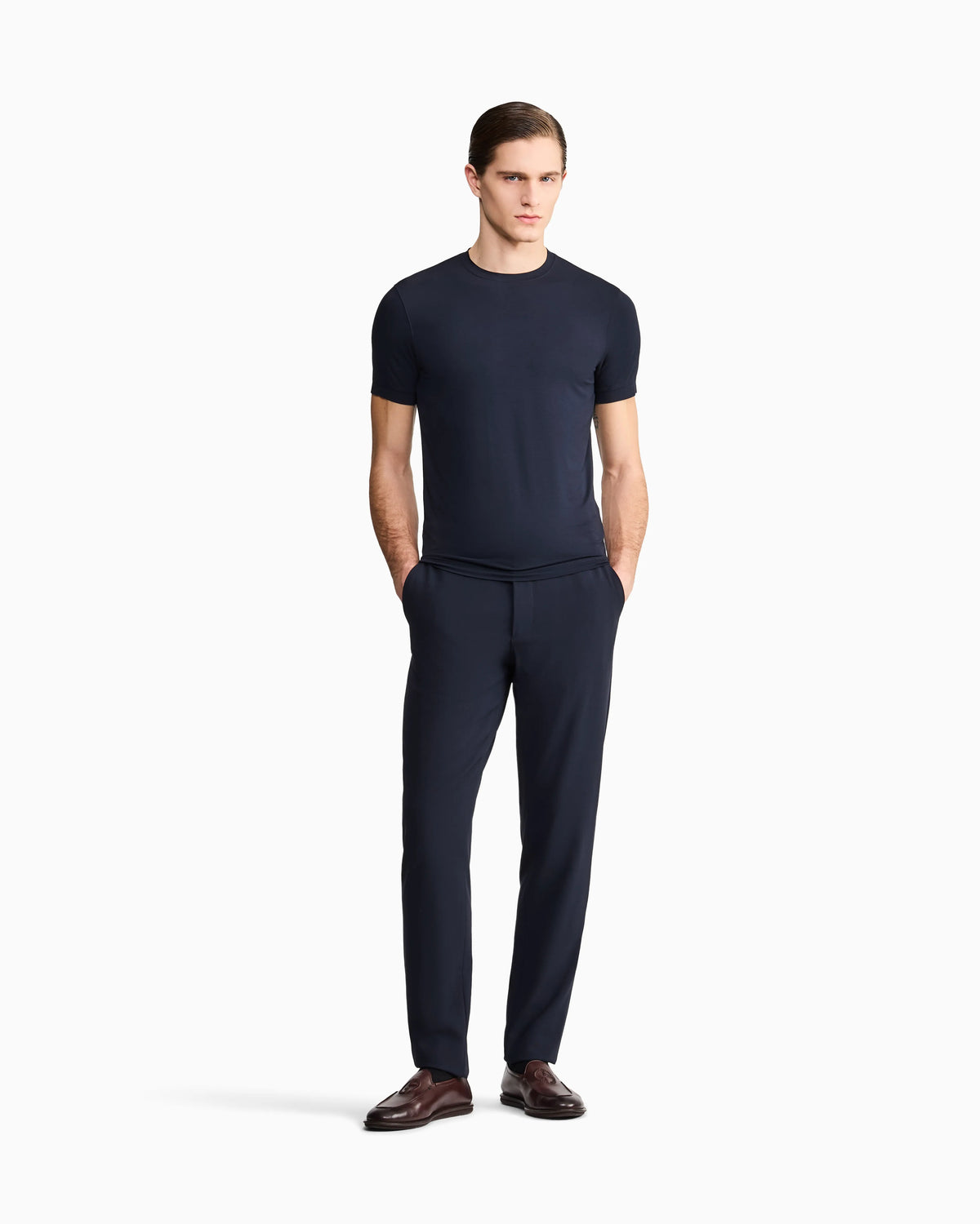 Jersey t-shirt in stretch viscose with a crew neck Icon
